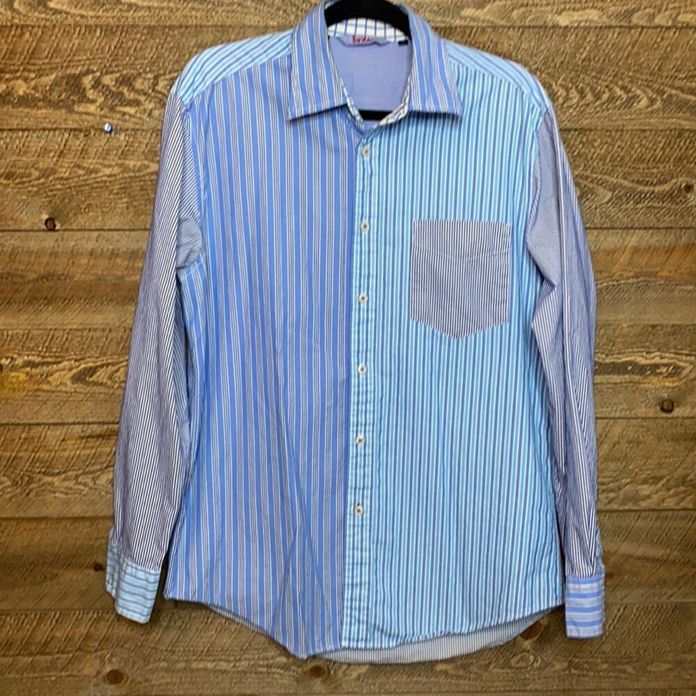 Men’s Boden 100% cotton mixed stripe button down dress shirt medium